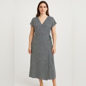 H&M Blue White Floral Dainty Wrap Dress